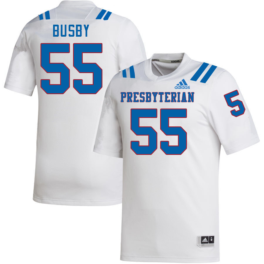 Men-Youth #55 Malik Busby Presbyterian Blue Hose 2023 College Football Jerseys Stitched-White